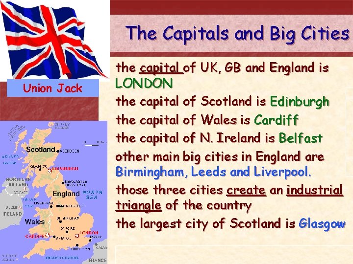 The Capitals and Big Cities Union Jack the capital of UK, GB and England