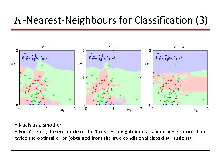 K-Nearest-Neighbours for Classification (3) • K acts as a smother • For , the K-Nearest-Neighbours for Classification (3) • K acts as a smother • For , the