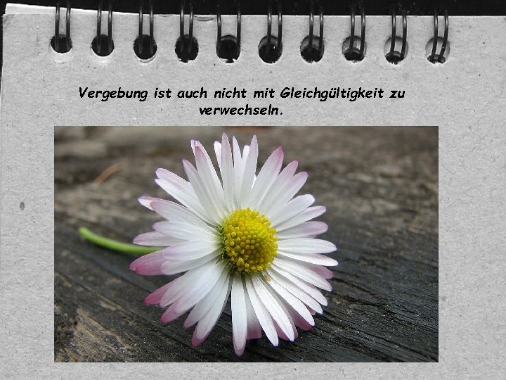 Vergebung ist auch nicht mit Gleichgültigkeit zu verwechseln. 