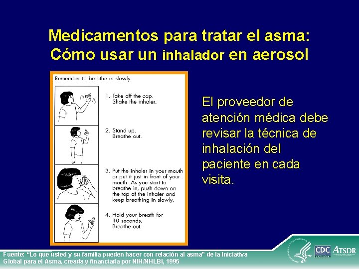 Medicamentos para tratar el asma: Cómo usar un inhalador en aerosol El proveedor de