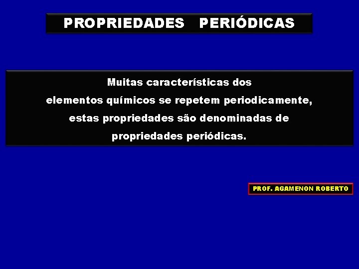 PROPRIEDADES PERIÓDICAS Muitas características dos elementos químicos se repetem periodicamente, estas propriedades são denominadas PROPRIEDADES PERIÓDICAS Muitas características dos elementos químicos se repetem periodicamente, estas propriedades são denominadas