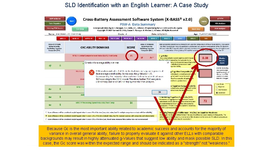 SLD Identification with an English Learner: A Case Study Because Gc is the most