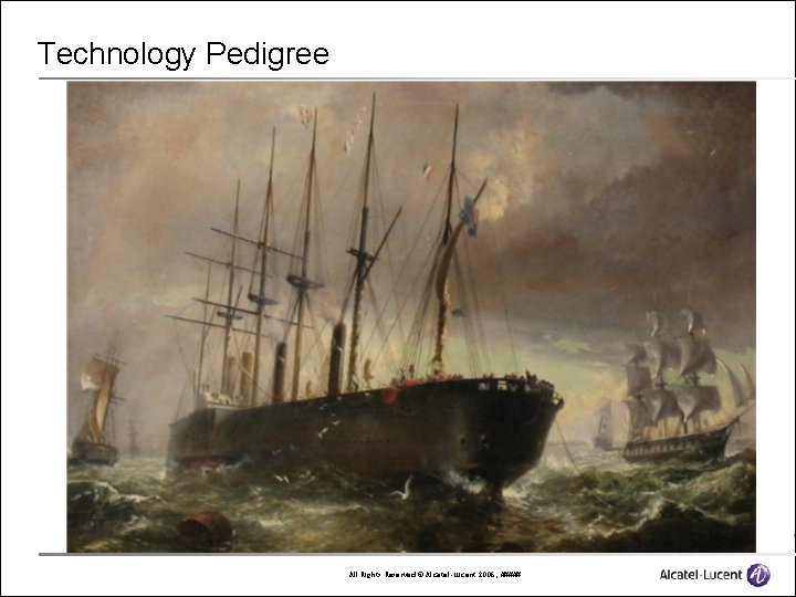 Technology Pedigree All Rights Reserved © Alcatel-Lucent 2006, ##### 