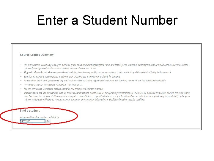 Enter a Student Number 