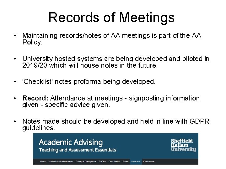 Records of Meetings • Maintaining records/notes of AA meetings is part of the AA