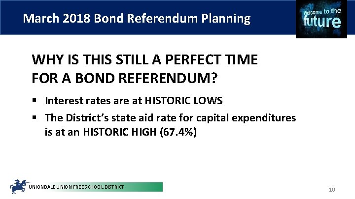 March 2018 Bond Referendum Planning WHY IS THIS STILL A PERFECT TIME FOR A