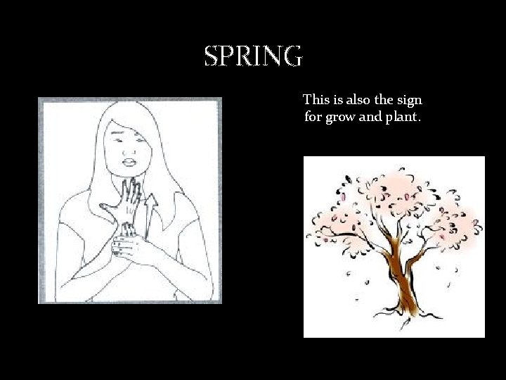 SPRING This is also the sign for grow and plant. 