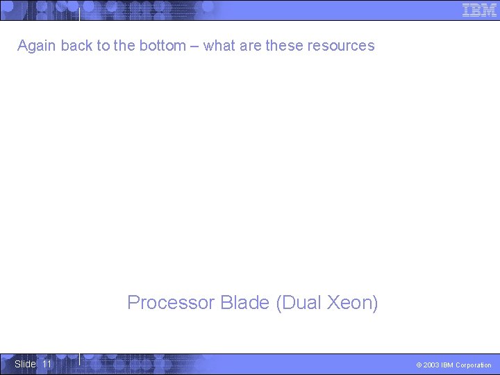 Again back to the bottom – what are these resources Processor Blade (Dual Xeon)