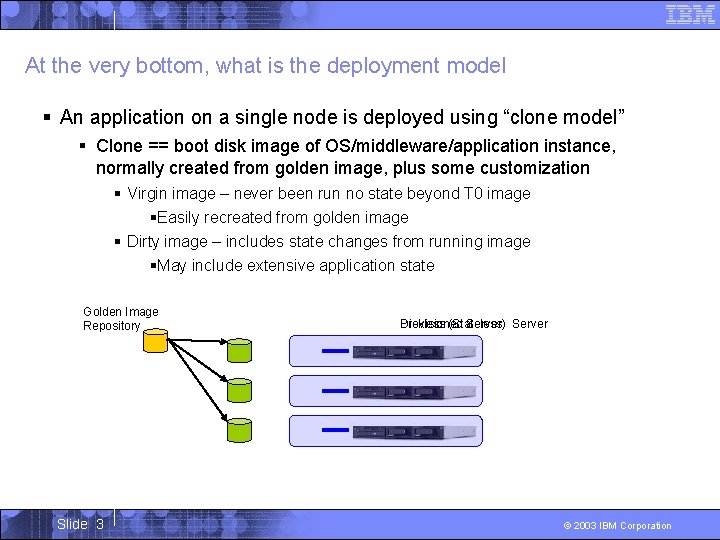 At the very bottom, what is the deployment model § An application on a