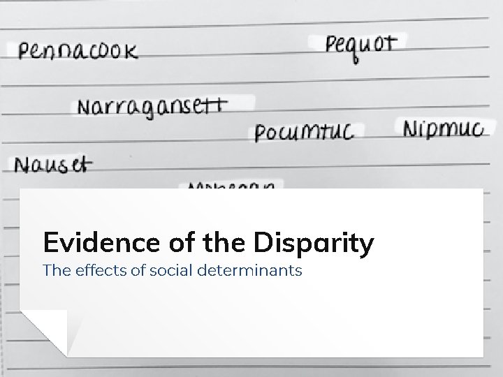 Evidence of the Disparity The effects of social determinants 