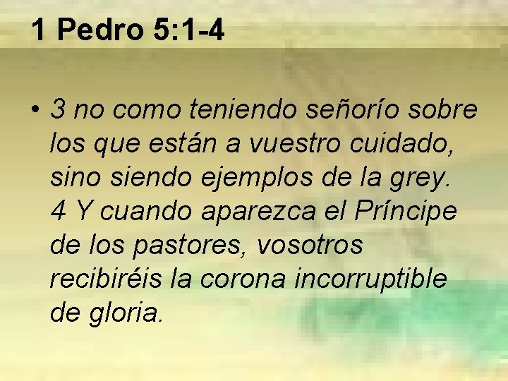 1 Pedro 5: 1 -4 • 3 no como teniendo señorío sobre los que