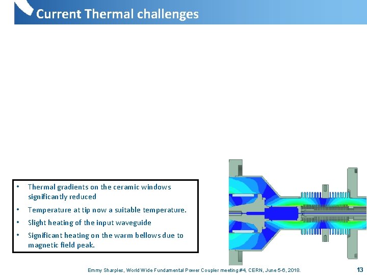 Current Thermal challenges • Thermal gradients on the ceramic windows significantly reduced • Temperature