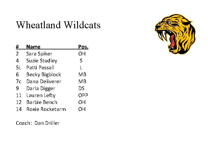 Wheatland Wildcats # 2 4 5 L 6 7 c 9 11 12 14