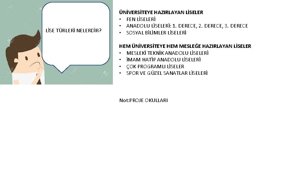 LİSE TÜRLERİ NELERDİR? ÜNİVERSİTEYE HAZIRLAYAN LİSELER • FEN LİSELERİ • ANADOLU LİSELERİ: 1. DERECE,