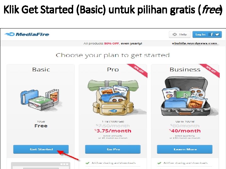 Klik Get Started (Basic) untuk pilihan gratis (free) 