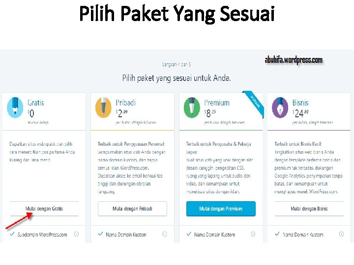 Pilih Paket Yang Sesuai 