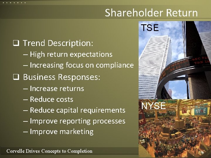 Shareholder Return TSE q Trend Description: – High return expectations – Increasing focus on