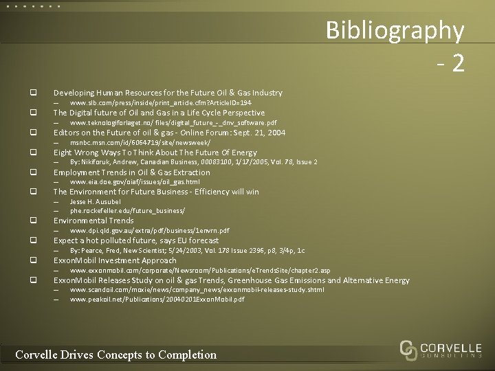 Bibliography -2 q Developing Human Resources for the Future Oil & Gas Industry –