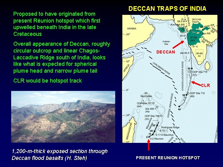Proposed to have originated from present Réunion hotspot which first upwelled beneath India in