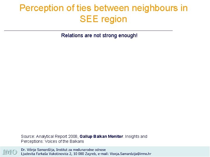 Perception of ties between neighbours in SEE region Relations are not strong enough! Source: