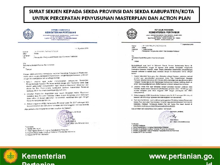 SURAT SEKJEN KEPADA SEKDA PROVINSI DAN SEKDA KABUPATEN/KOTA UNTUK PERCEPATAN PENYUSUNAN MASTERPLAN DAN ACTION