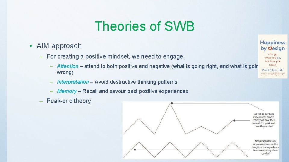 Theories of SWB • AIM approach – For creating a positive mindset, we need