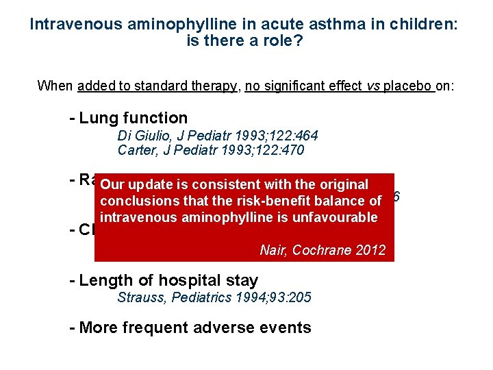 Intravenous aminophylline in acute asthma in children: is there a role? When added to