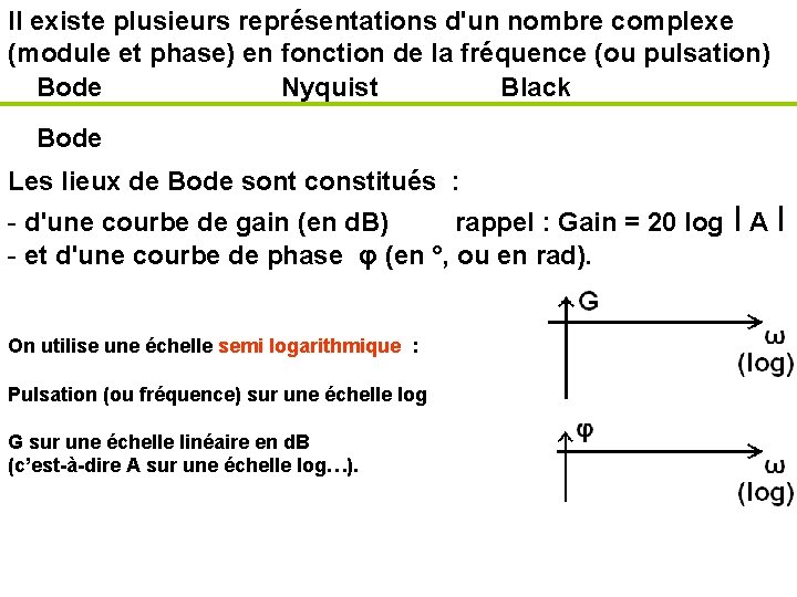 Il existe plusieurs représentations d'un nombre complexe (module et phase) en fonction de la