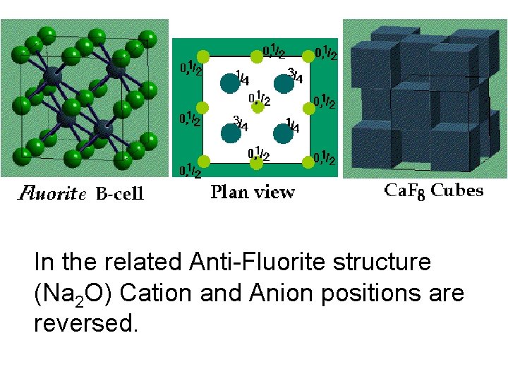 In the related Anti-Fluorite structure (Na 2 O) Cation and Anion positions are reversed.