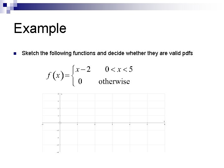 Example n Sketch the following functions and decide whether they are valid pdfs 