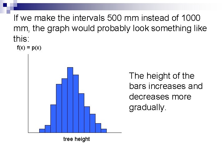 If we make the intervals 500 mm instead of 1000 mm, the graph would