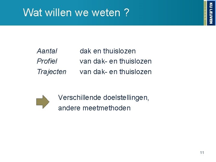 Wat willen we weten ? Aantal Profiel Trajecten dak en thuislozen van dak- en