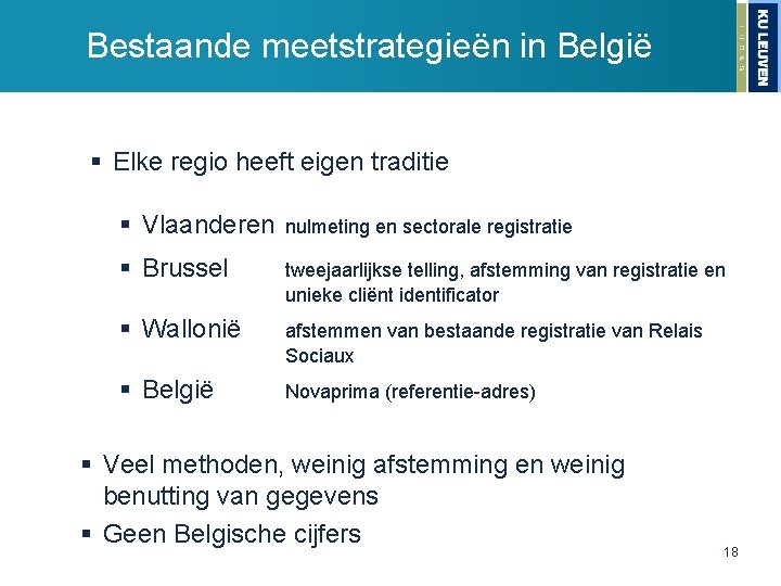 Bestaande meetstrategieën in België § Elke regio heeft eigen traditie § Vlaanderen nulmeting en