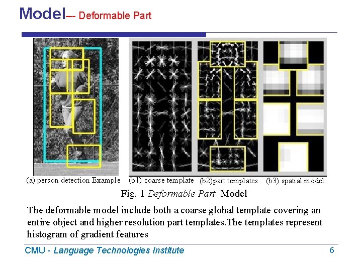 Model--- Deformable Part (a) person detection Example (b 1) coarse template (b 2)part templates