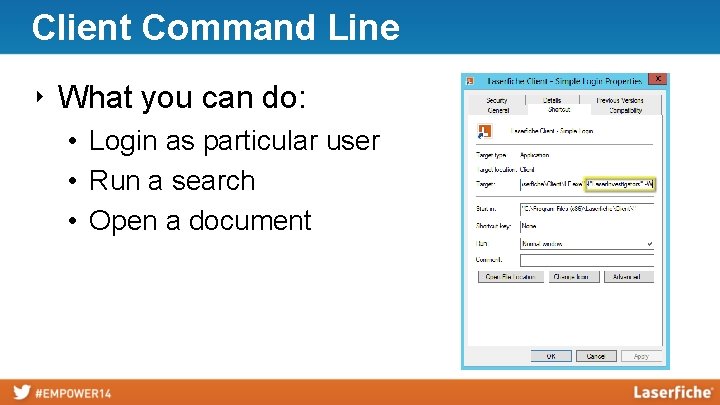 Client Command Line ‣ What you can do: • Login as particular user •