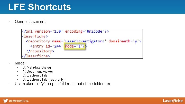 LFE Shortcuts ‣ Open a document ‣ Mode: • • ‣ 0: Metadata Dialog