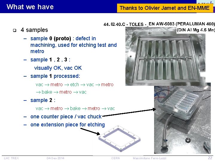 What we have q Thanks to Olivier Jamet and EN-MME 4 samples – sample