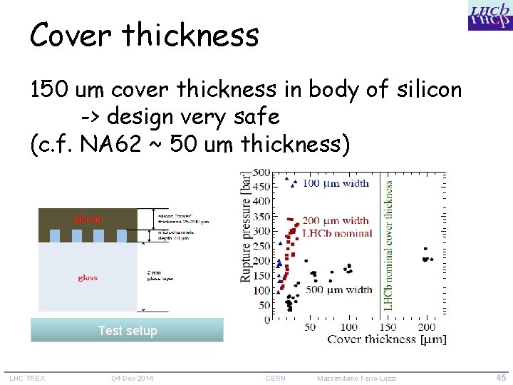 Cover thickness 150 um cover thickness in body of silicon -> design very safe