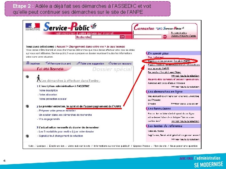Etape 2 : Adèle a déjà fait ses démarches à l’ASSEDIC et voit qu’elle Etape 2 : Adèle a déjà fait ses démarches à l’ASSEDIC et voit qu’elle