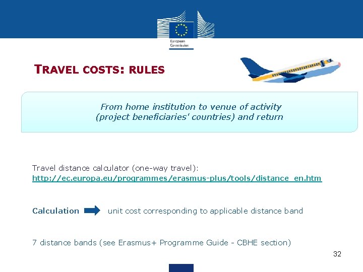  TRAVEL COSTS: RULES From home institution to venue of activity (project beneficiaries' countries)