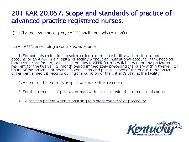 201 KAR 20: 057. Scope and standards of practice of advanced practice registered nurses.