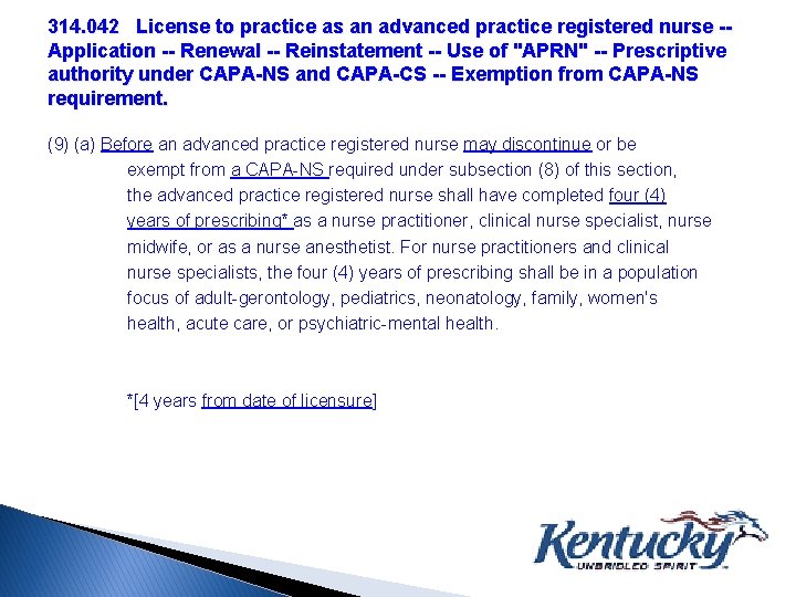 314. 042 License to practice as an advanced practice registered nurse -Application -- Renewal