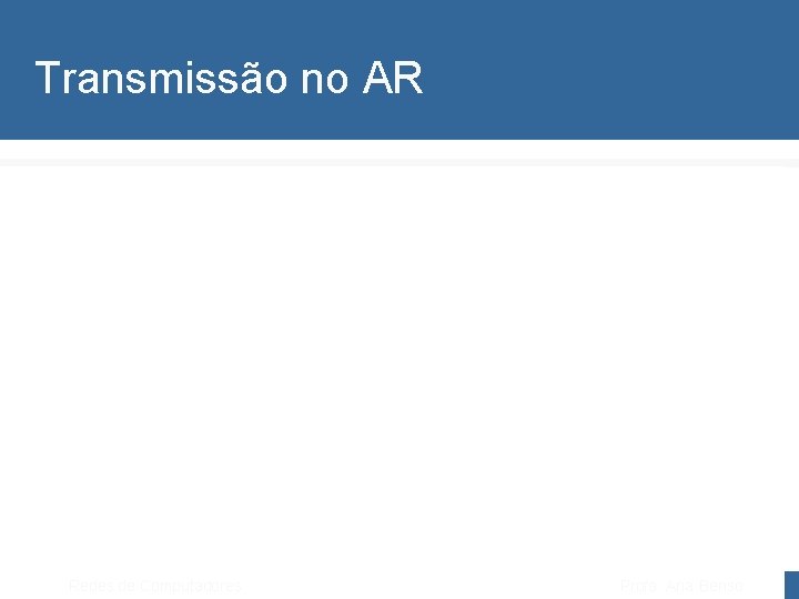 Transmissão no AR Redes de Computadores Profa. Ana Benso 