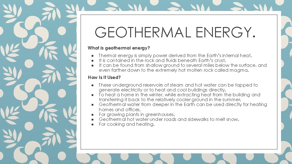 GEOTHERMAL ENERGY. What is geothermal energy? ● ● ● Thermal energy is simply power