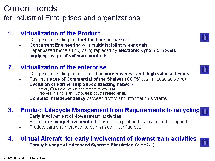 Current trends for Industrial Enterprises and organizations 1. Virtualization of the Product – –