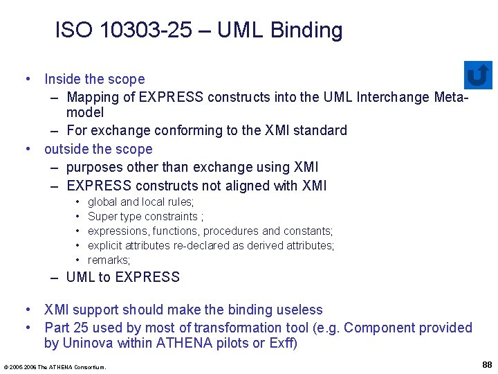 ISO 10303 -25 – UML Binding • Inside the scope – Mapping of EXPRESS