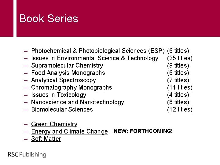 Book Series – – – – – Photochemical & Photobiological Sciences (ESP) (6 titles)