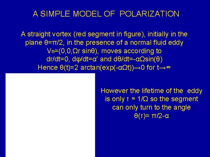 A SIMPLE MODEL OF POLARIZATION A straight vortex (red segment in figure), initially in