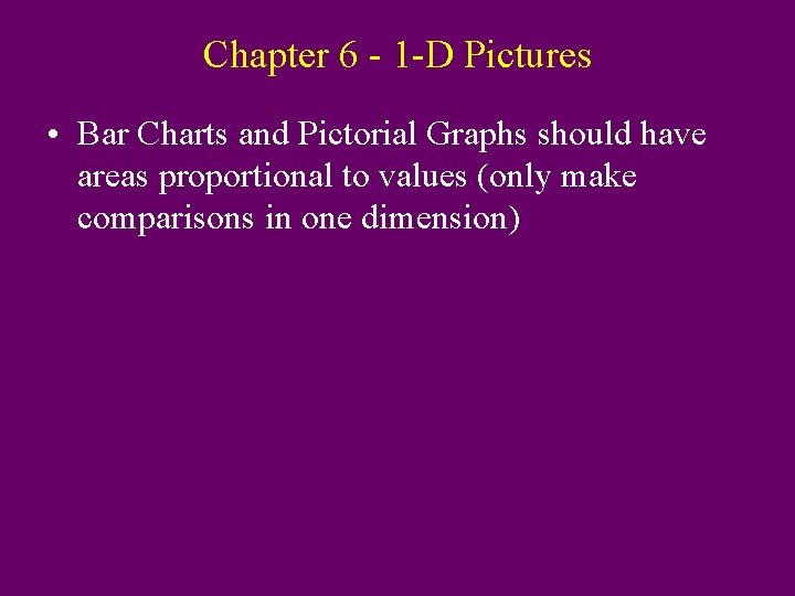 Chapter 6 - 1 -D Pictures • Bar Charts and Pictorial Graphs should have