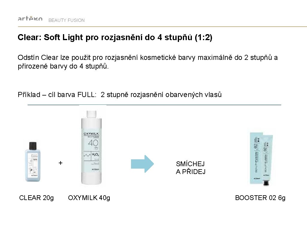 BEAUTY FUSION Clear: Soft Light pro rozjasnění do 4 stupňů (1: 2) Odstín Clear